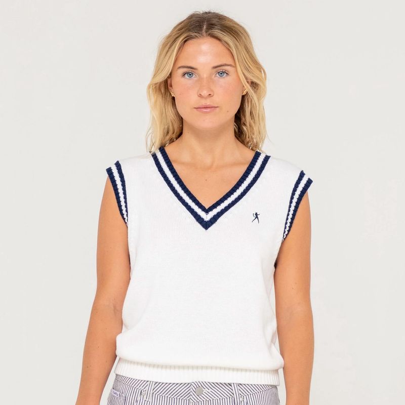 RUSTY WOMENS NERO SLEEVELESS KNIT VEST - EGRET