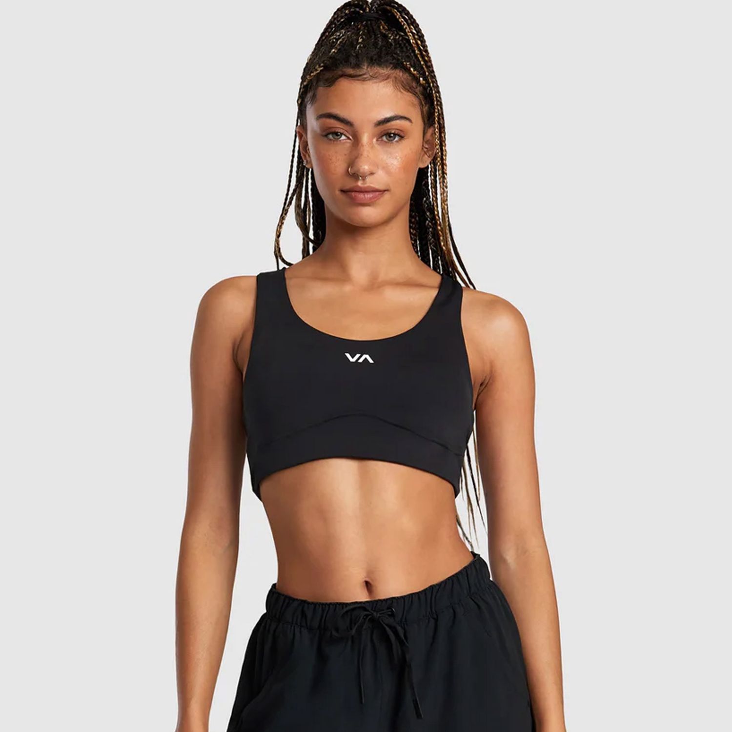 RVCA LADIES VA ESSENTIAL MID SUPPORT BRA- BLACK