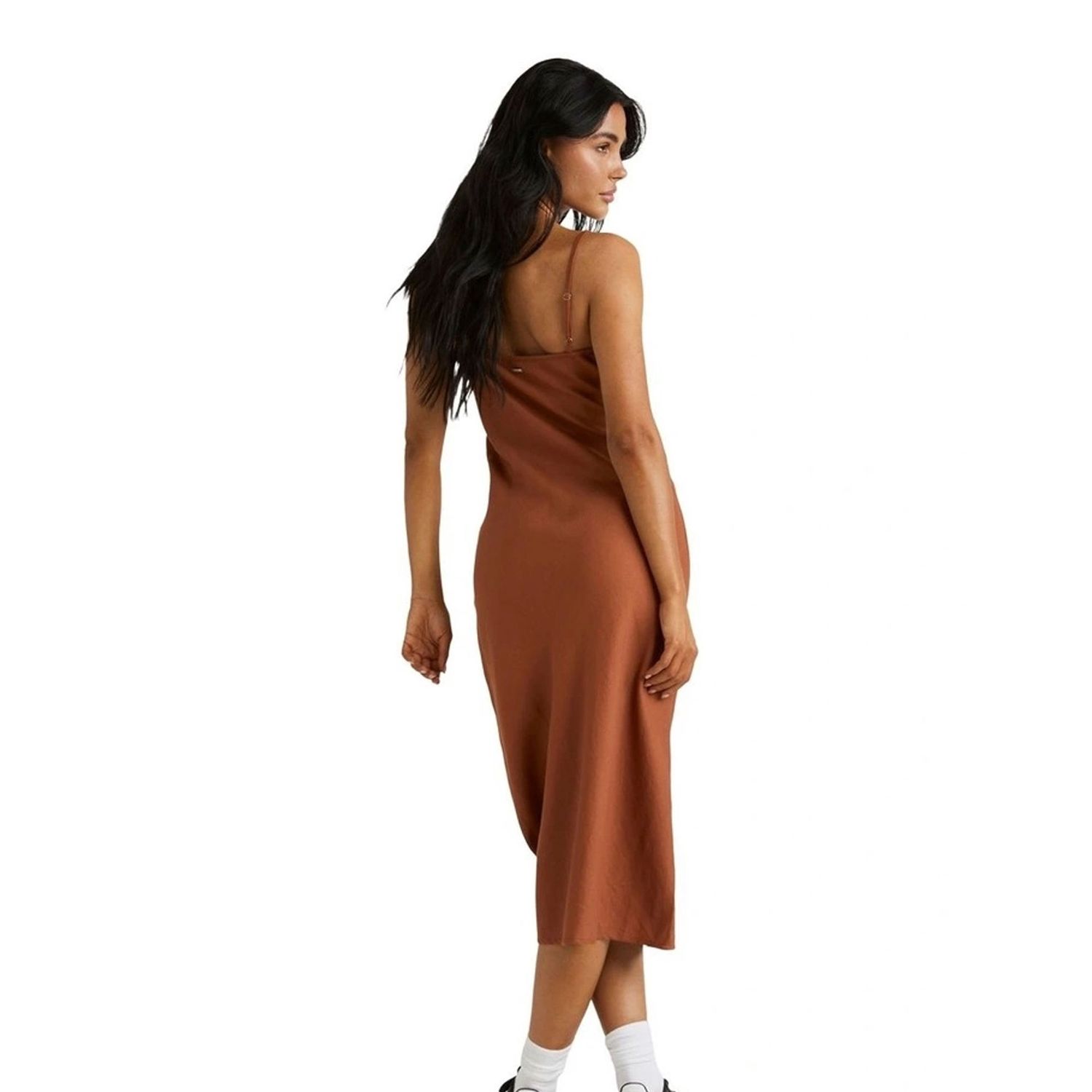RVCA LADIES EVERYDAY BIAS MIDI DRESS - MOCHA BISQUE