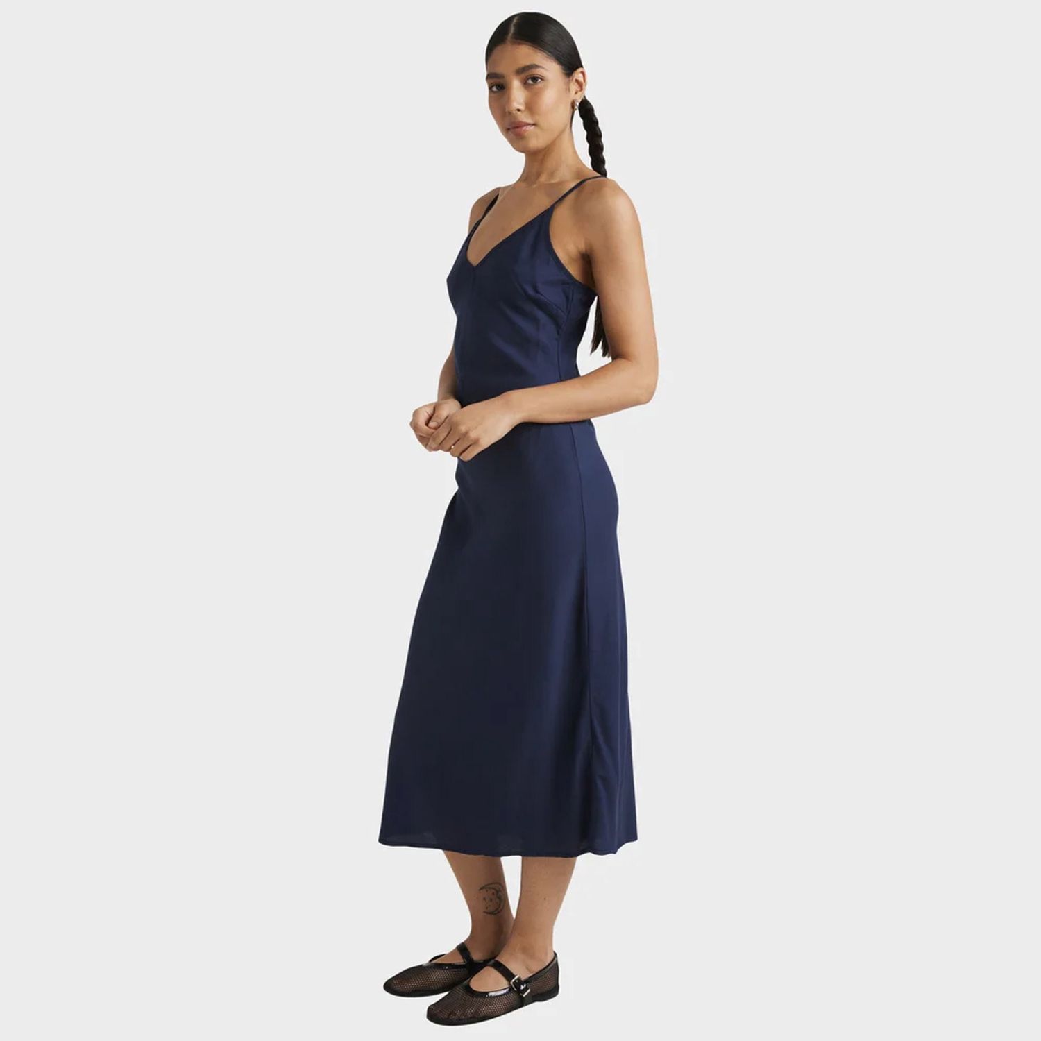 RVCA LADIES EVERYDAY BIAS MIDI DRESS - NAVY MARINE