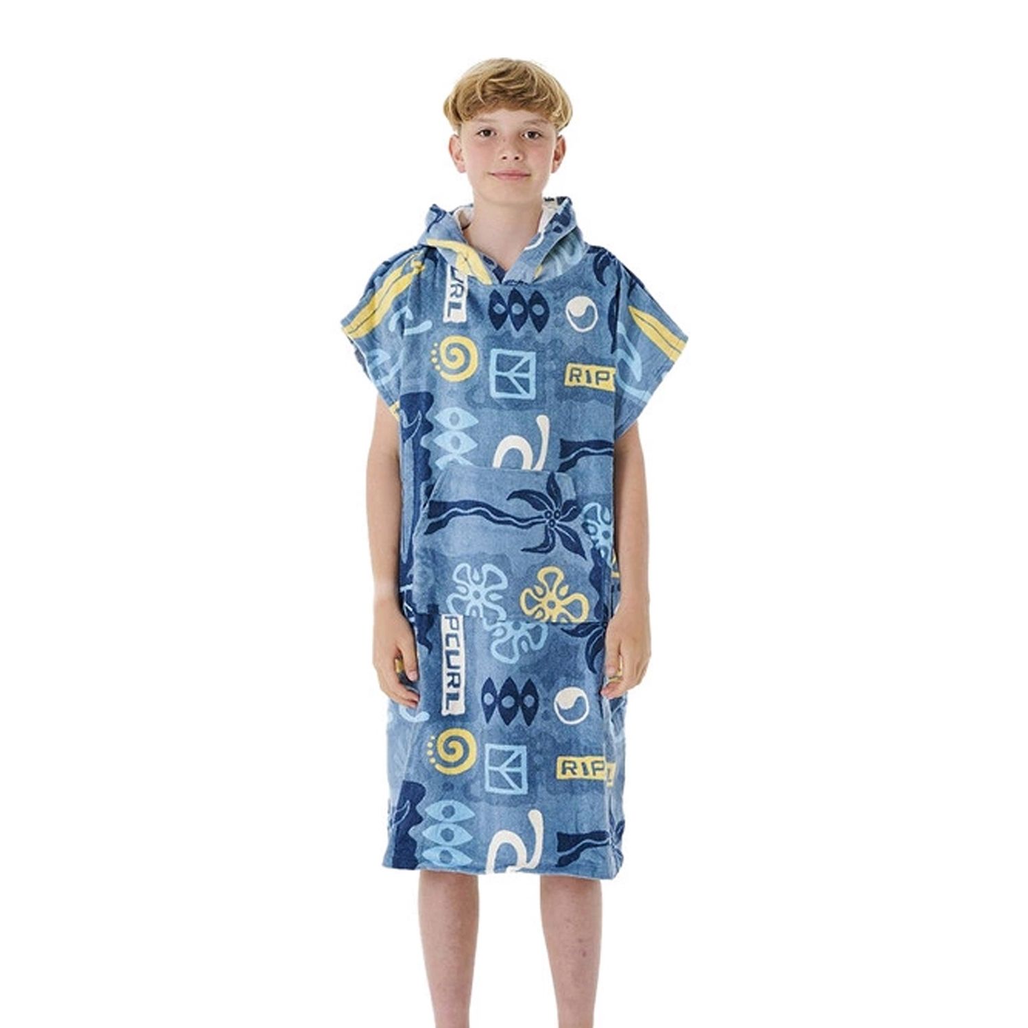 RIPCURL BOYS PRINTED HOODED TOWEL - BLUE