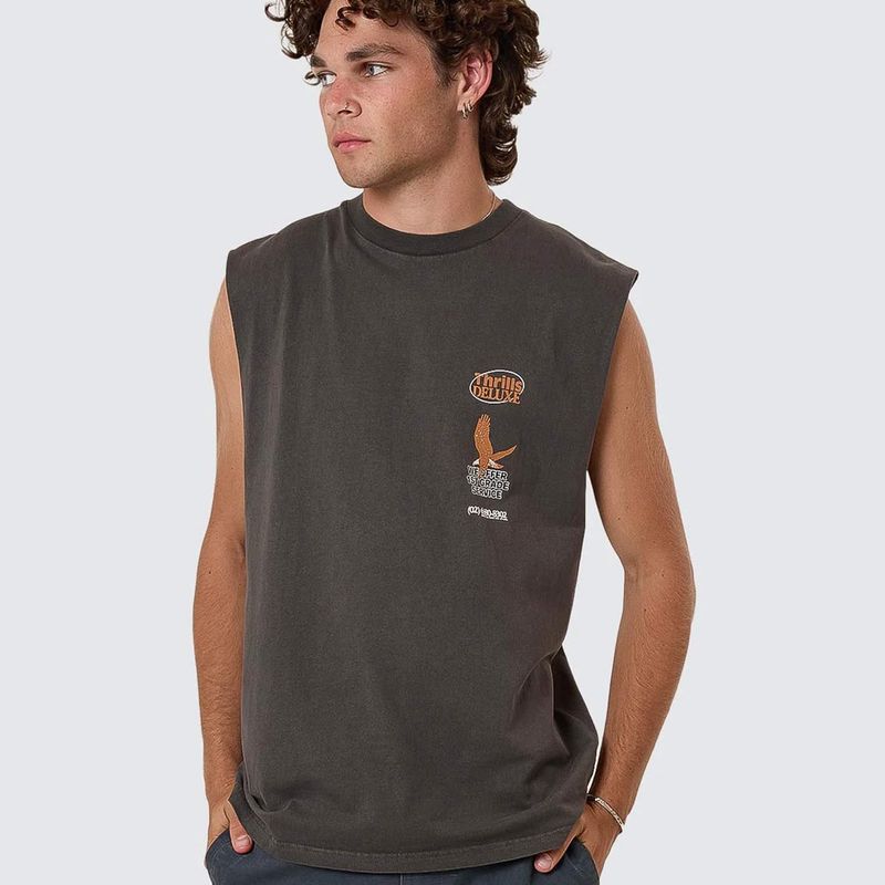 THRILLS MENS 1ST GRADE SERVICE MERCH FIT MUSCLE - MERCH BLACK