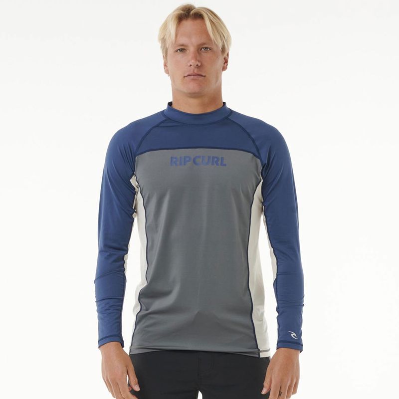 RIP CURL MENS DRIVE UPF L/S RASHIE - WASHED NAVY