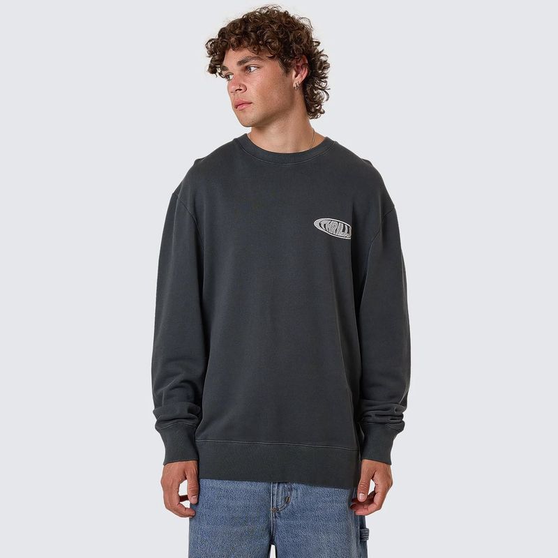 THRILLS MENS SHADOWLESS OVERSIZE CREW - EBONY