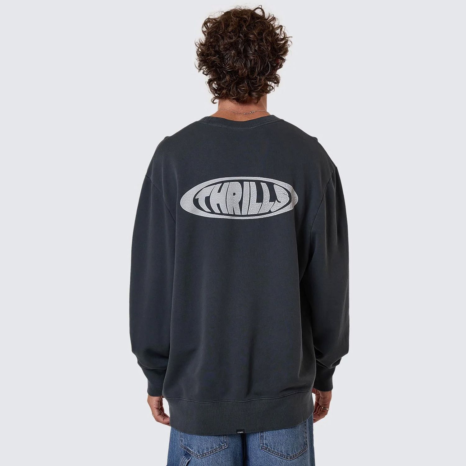 THRILLS MENS SHADOWLESS OVERSIZE CREW - EBONY
