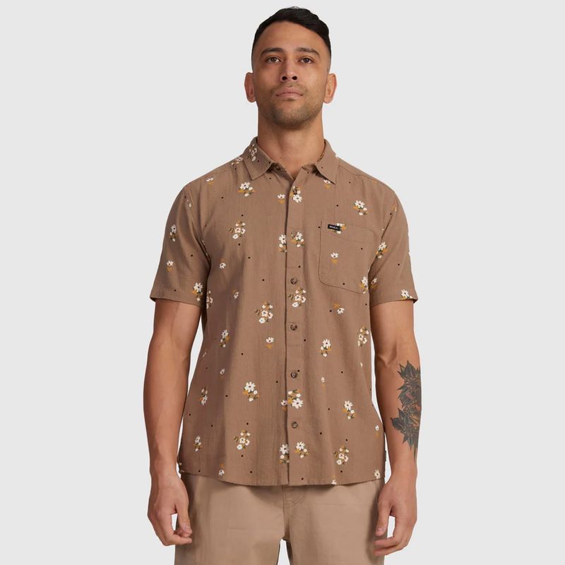 RVCA MENS HAPPY DAYZIE S/S SHIRT - TIMBER
