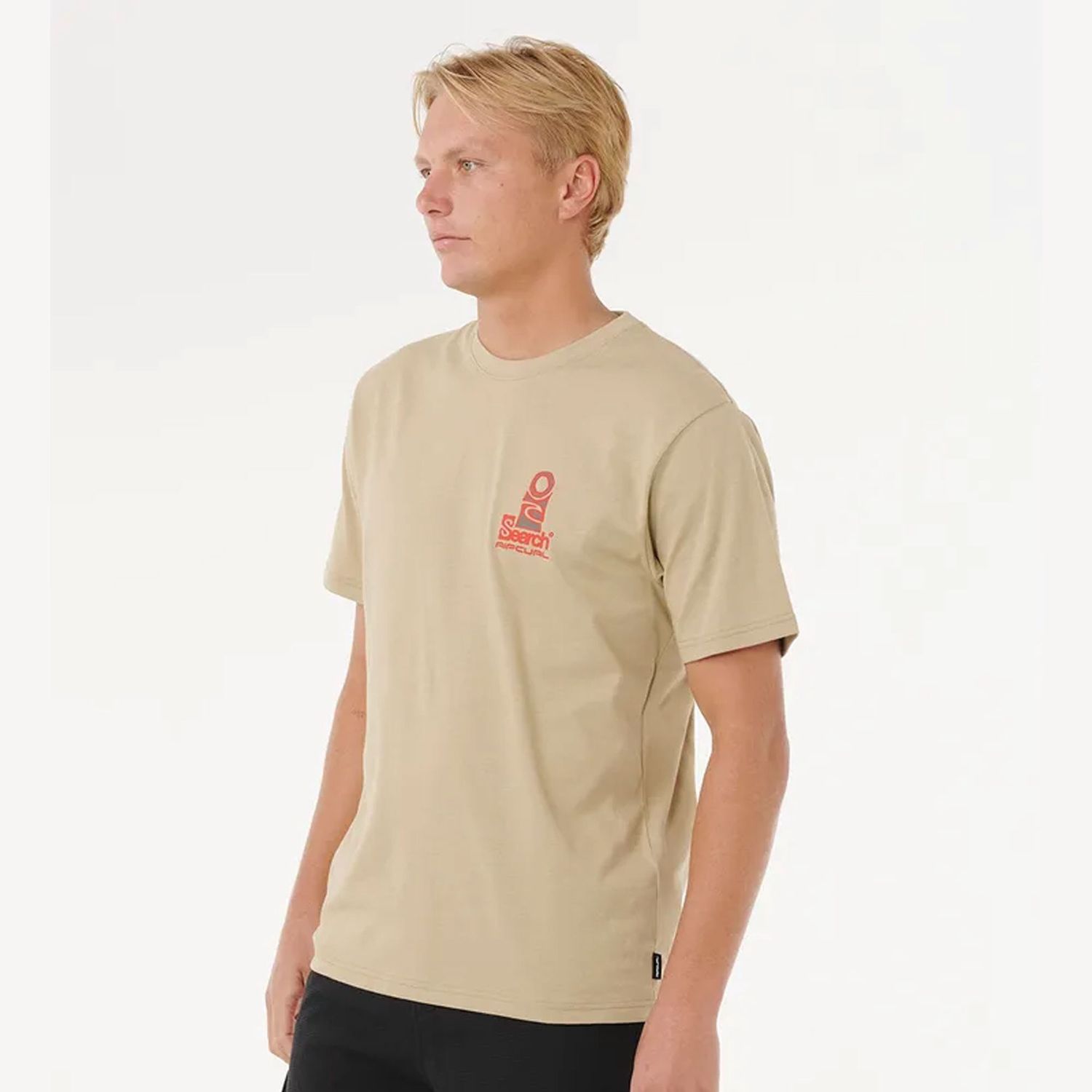 RIP CURL MENS VAPORCOOL SEARCH STACK SS TEE  -  KHAKI ROCK