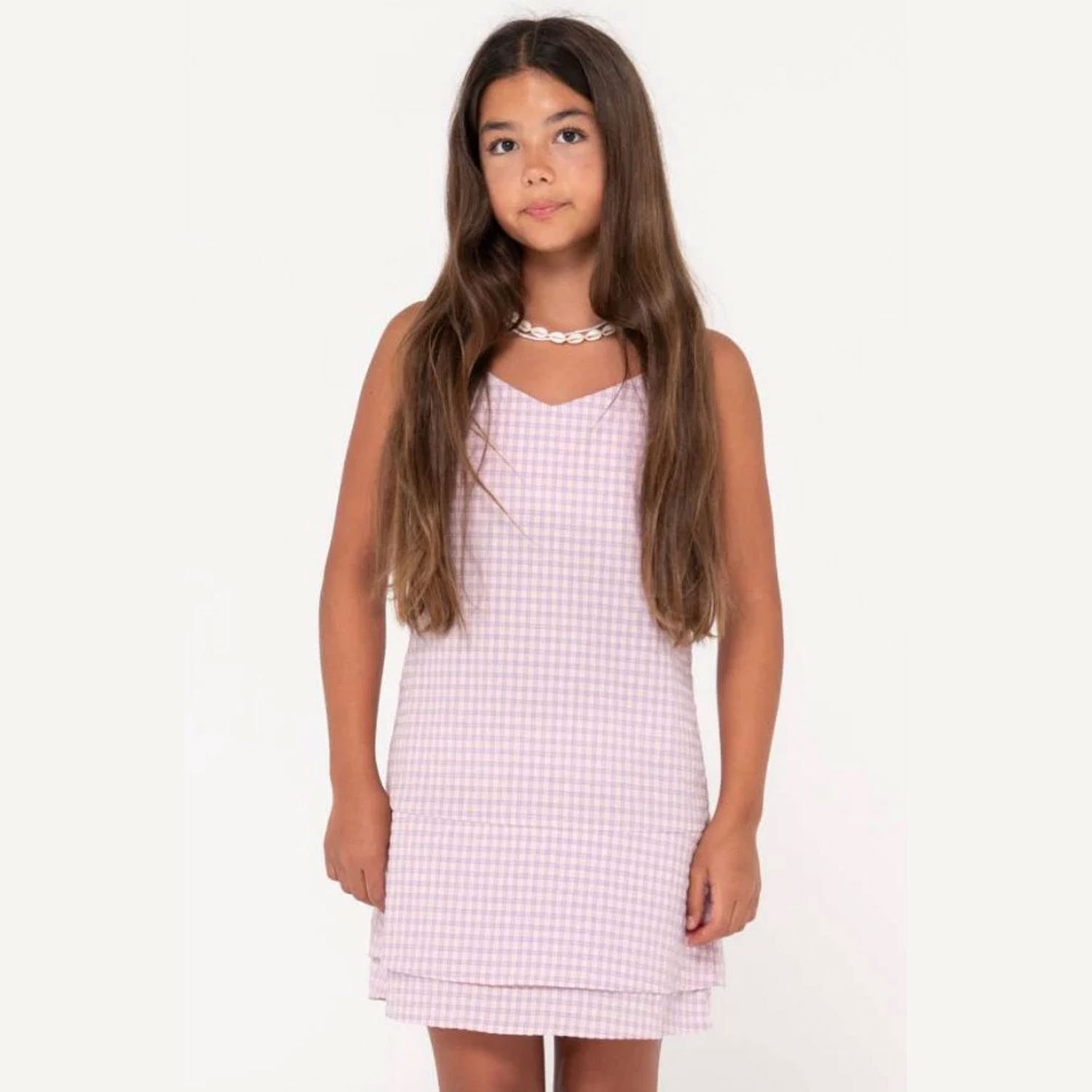 RUSTY TEEN GIRLS CHECKED OUT DRESS - SOFT ORCHID
