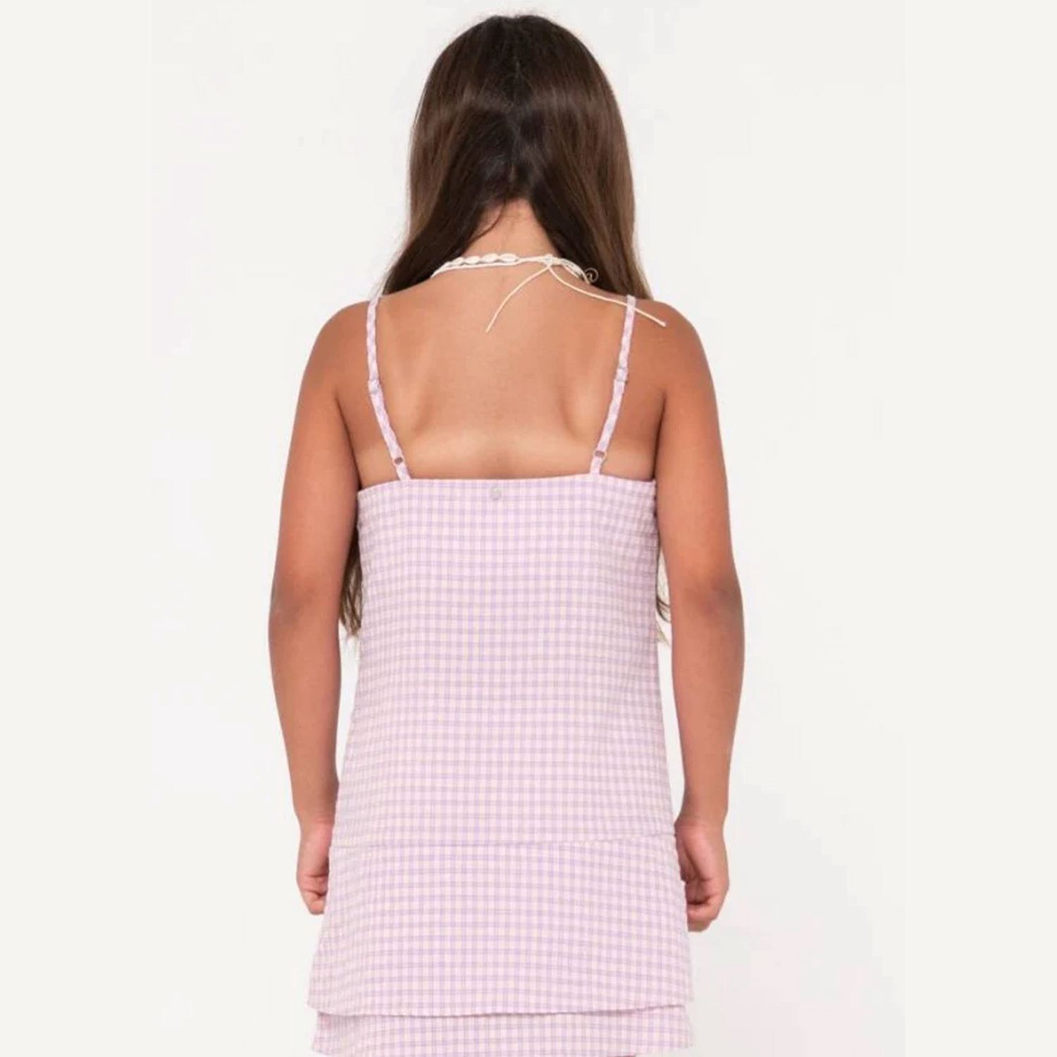 RUSTY TEEN GIRLS CHECKED OUT DRESS - SOFT ORCHID