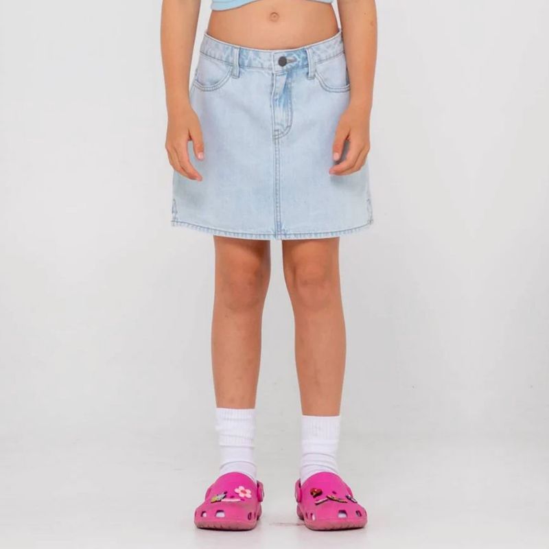 RUSTY TEEN GIRLS MAVERICKS LOW RISE DENIM SKIRT GIRLS - SKY BLUE HEATHER