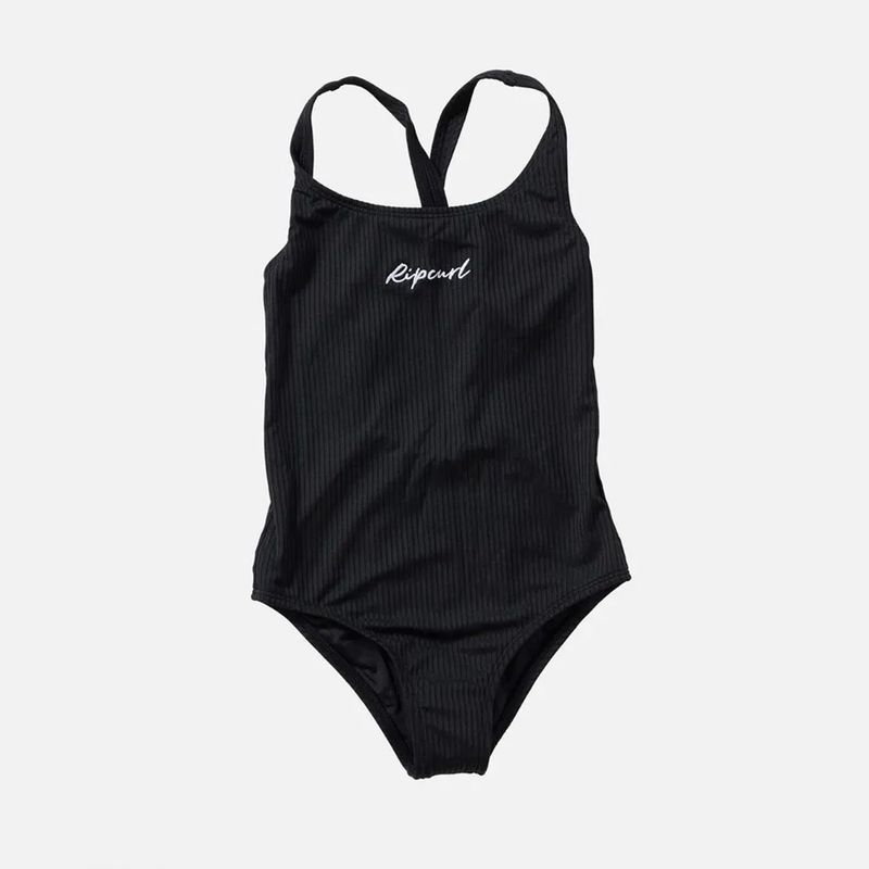 RIP CURL TEEN GIRLS PREMIUM RIB ONE PIECE SWIM  - BLACK