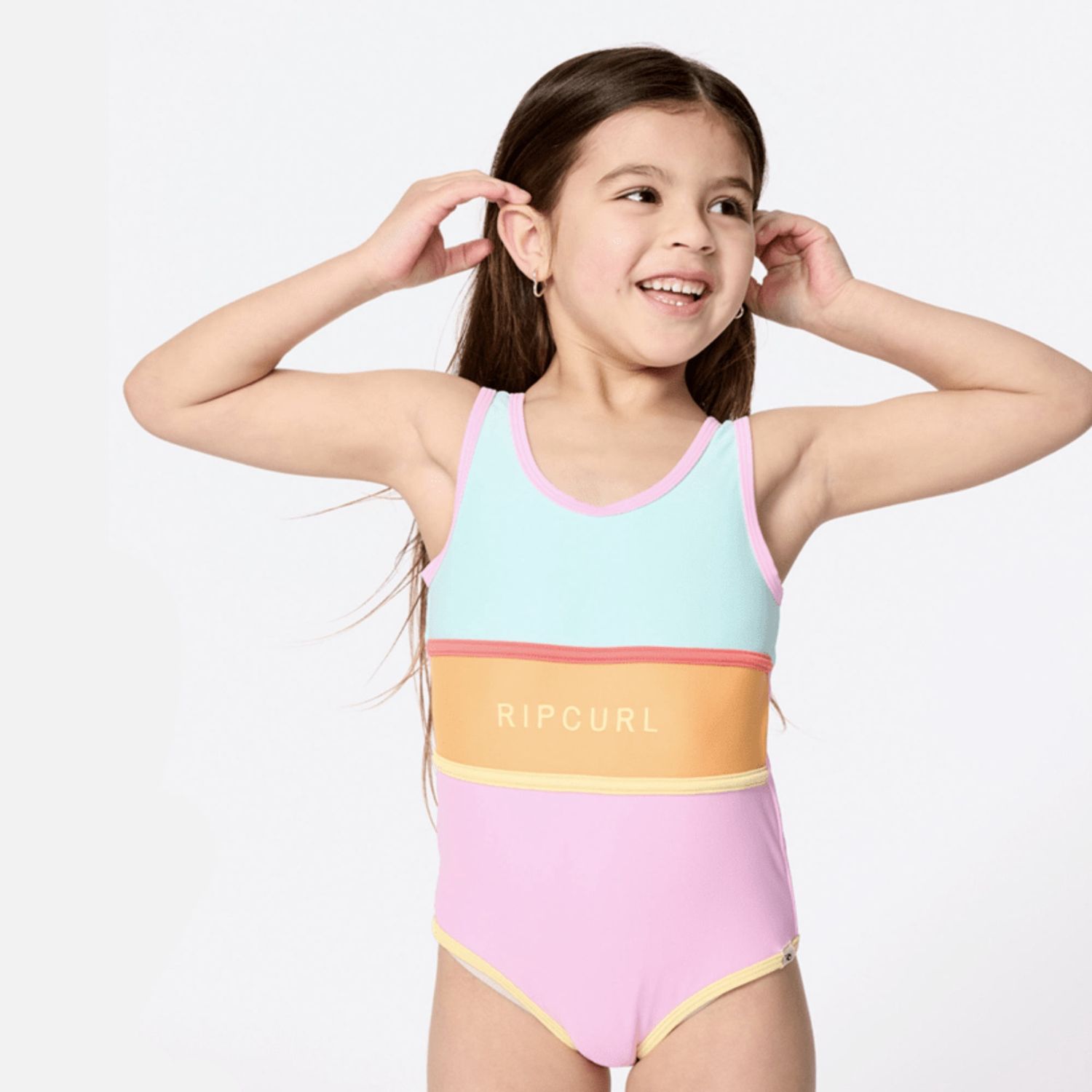 RIP CURL GIRLS ISLAND DAYS 1 PIECE SURF SUIT  -  PINK