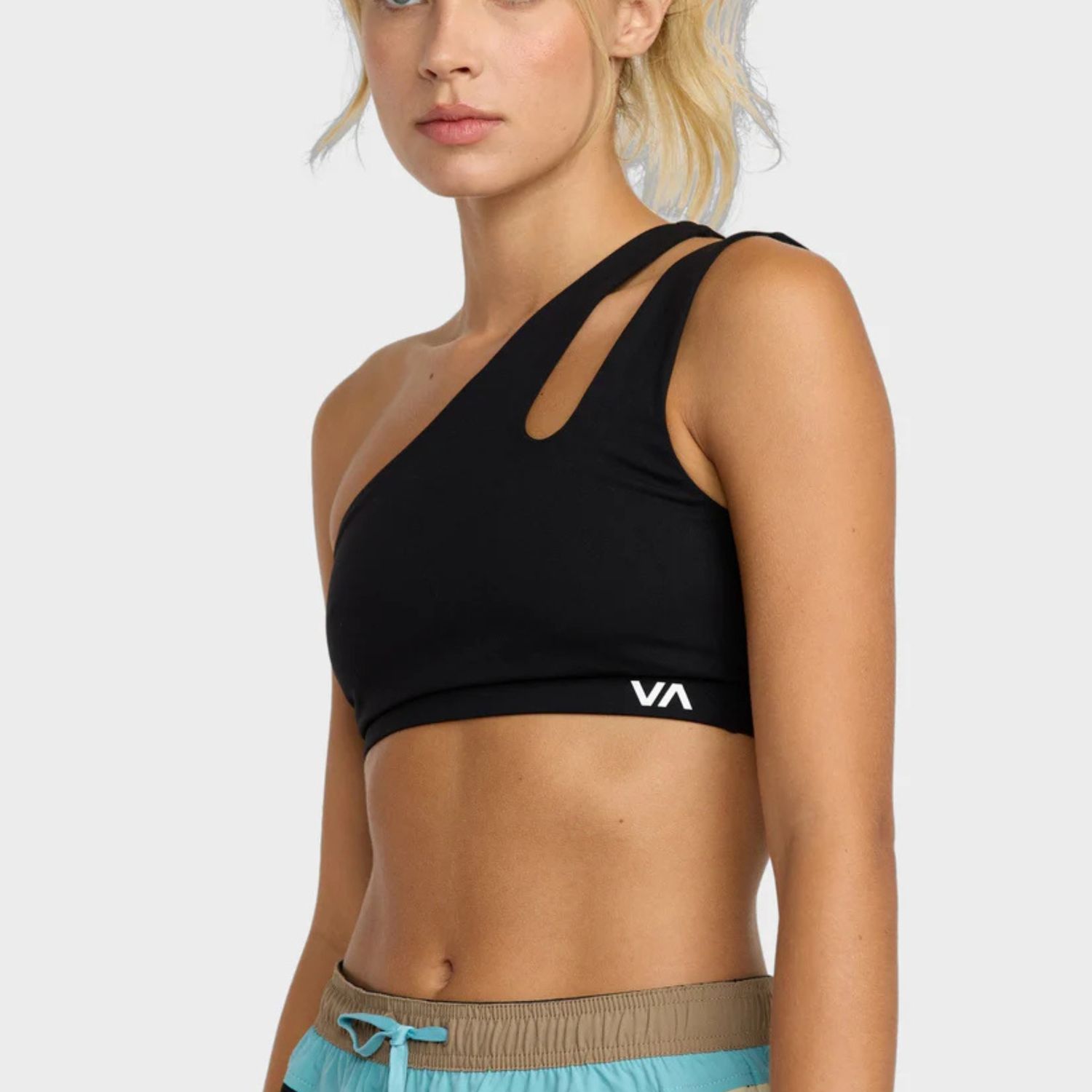RVCA WOMENS VA ONE SHOULDER SPORT BRA - BLACK