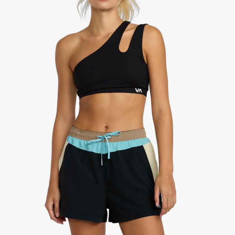RVCA WOMENS VA ONE SHOULDER SPORT BRA - BLACK