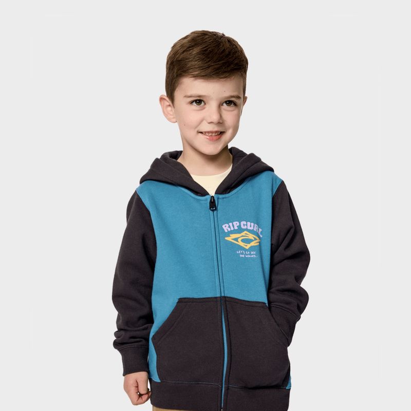 RIP CURL BOYS WAVE DAYZ ZIP THRU FLEECE  -  STORM BLUE