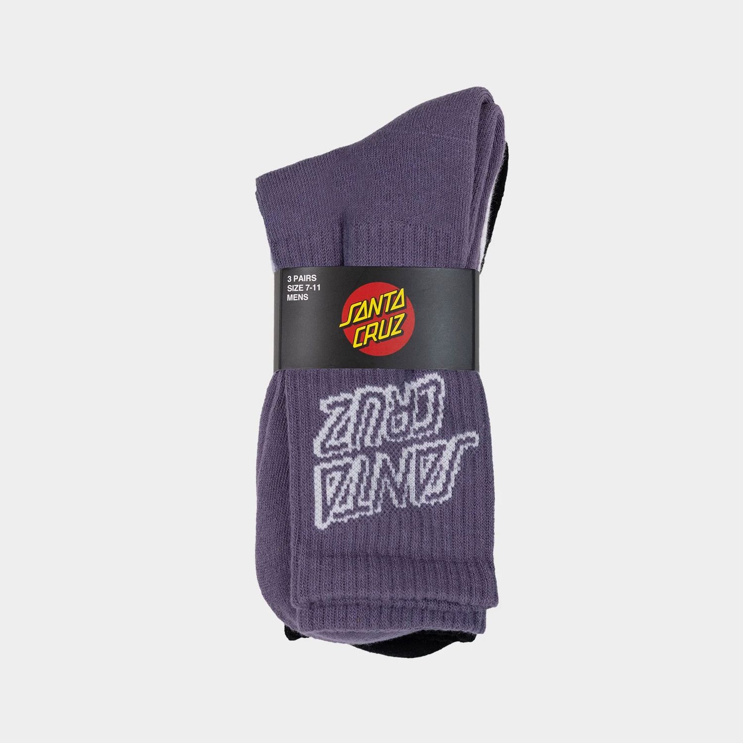 SANTA CRUZ MENS STACK MONO CREW SOCK - 3 PACK - LAVENDER/WHITE/BLACK