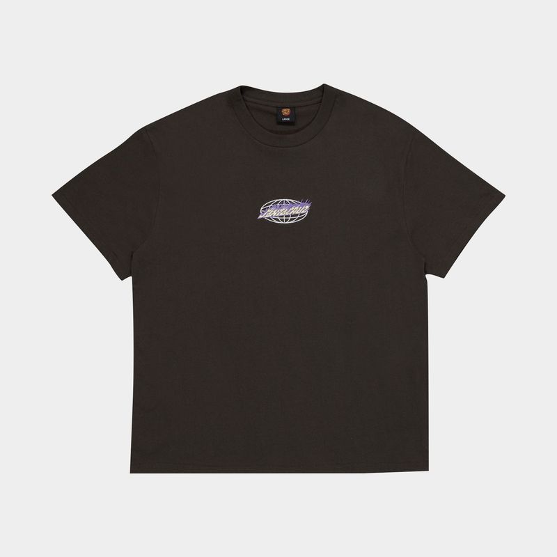SANTA CRUZ MENS GLOBAL FLAME STRIP FRONT SS TEE - BROWN