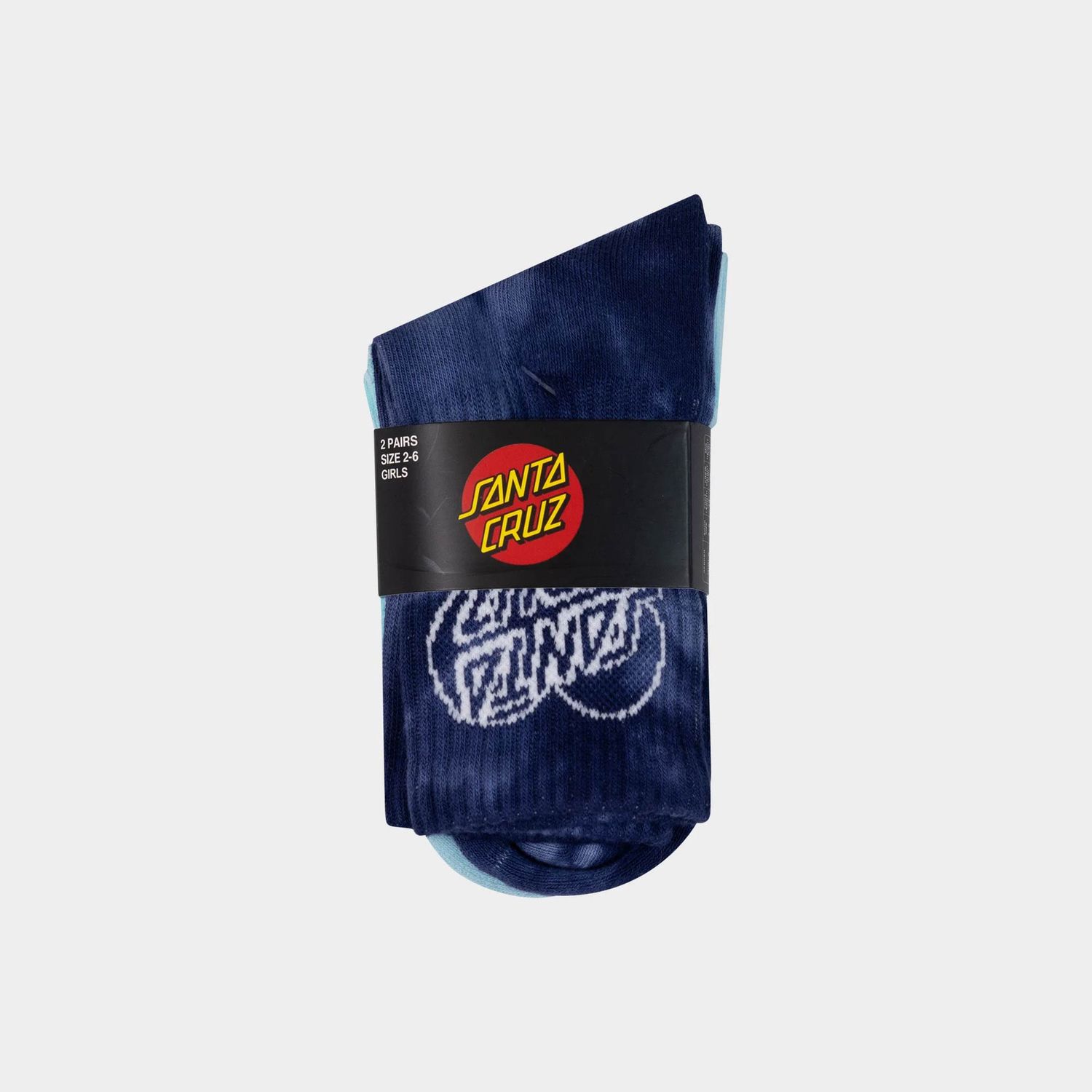 SANTA CRUZ GIRLS HEART DOT HOLLOW MID SOCK - 2 PACK - DARK BLUE TIE DYE / AQUA CHECK