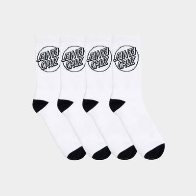 SANTA CRUZ MENS OPUS DOT CREW SOCK - 4 PACK - WHITE