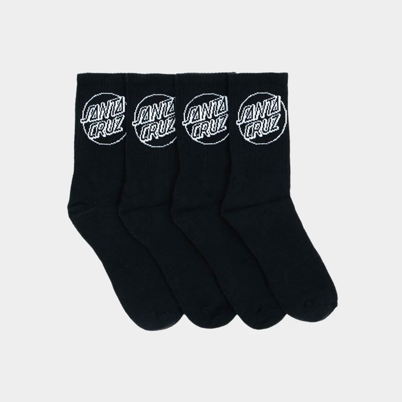 SANTA CRUZ MENS OPUS DOT CREW SOCK - 4 PACK - BLACK