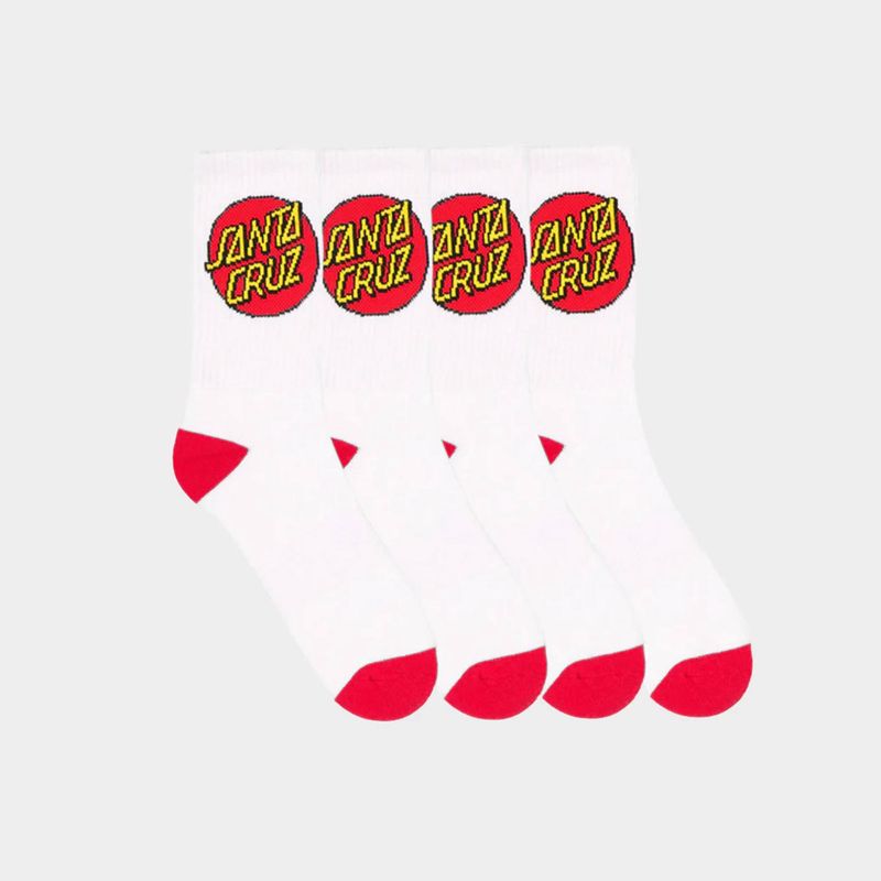 SANTA CRUZ YOUTH CLASSIC DOT SOCK 2-8- WHITE