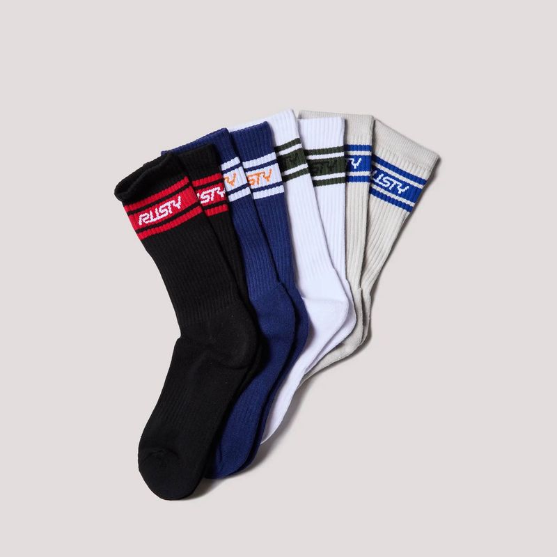 RUSTY MENS PIT CREW MID CALF SOCK - 4 PACK - MULTI 1