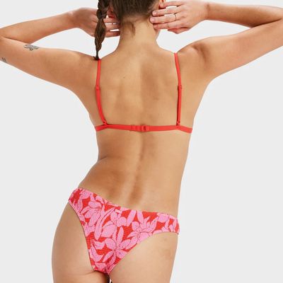 ROXY WOMENS KHLOE CHEEKY BIKINI BOTTOM - TOMATO KLAEIDO