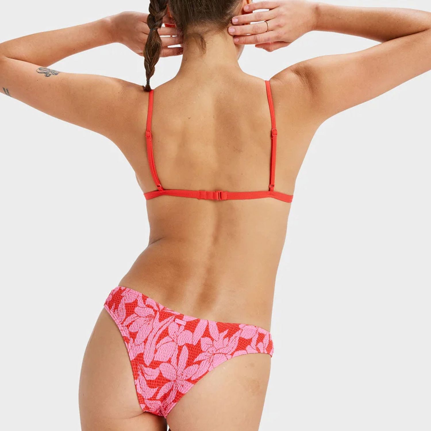 ROXY WOMENS KHLOE CHEEKY BIKINI BOTTOM - TOMATO KLAEIDO