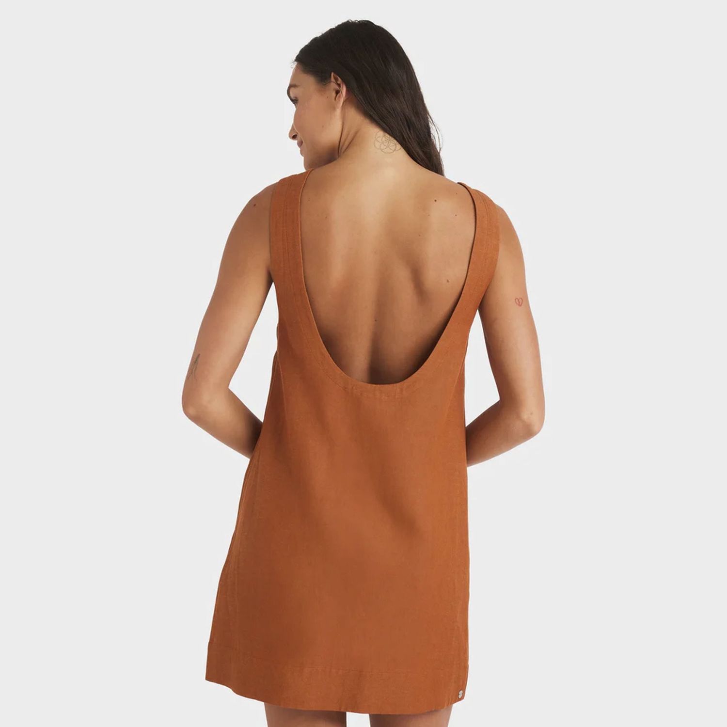 ROXY WOMENS LUCKY CHARM DRESS - CAMEL