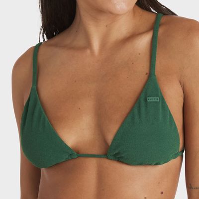 ROXY WOMENS PALM SHADOWS TIKI TRI BIKINI TOP - EVERGREEN