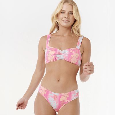 RIP CURL WOMENS WAIKIKI KEEPSAKES FULL PANT BIKINI BOTTOM  -  PINK