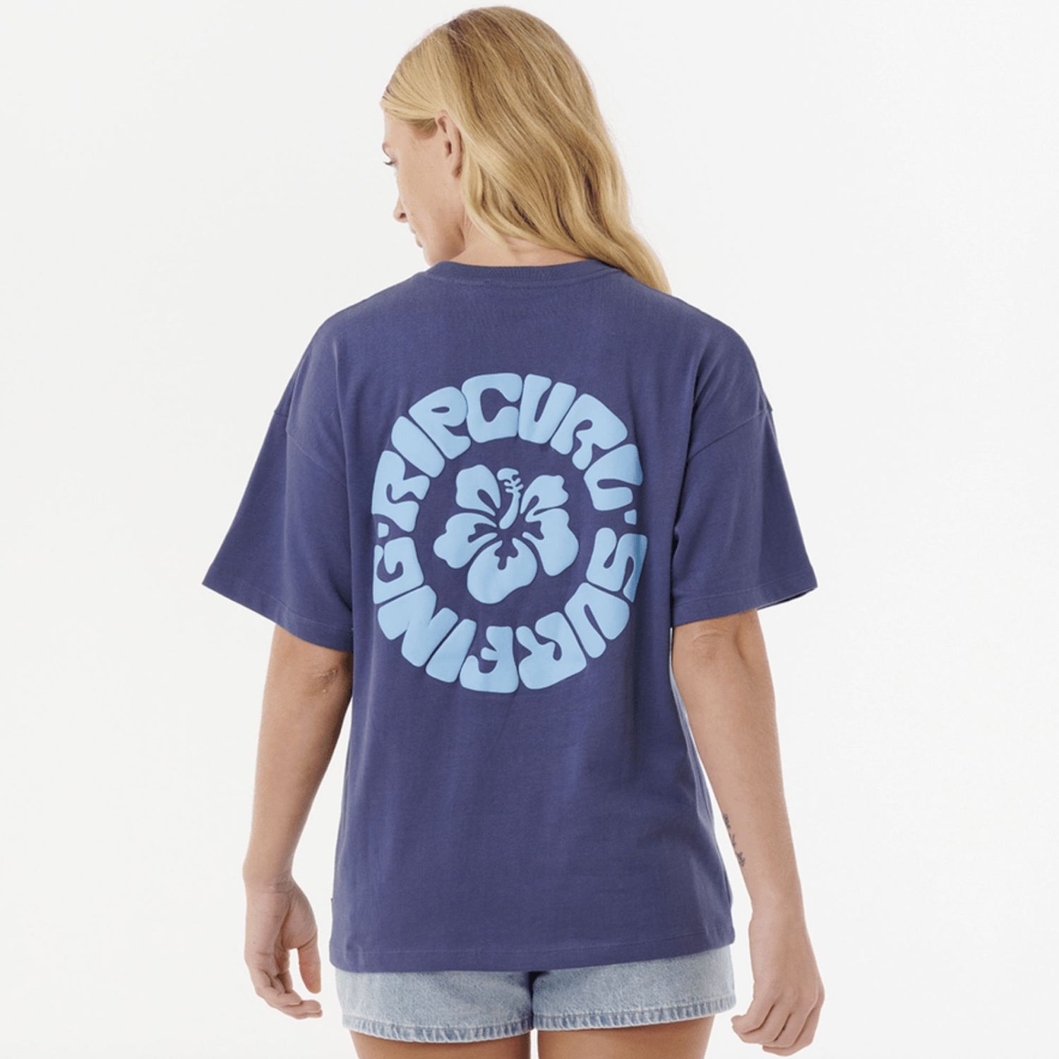 RIP CURL WOMENS LUXE SURF HERITAGE SS TEE  -  NAVY