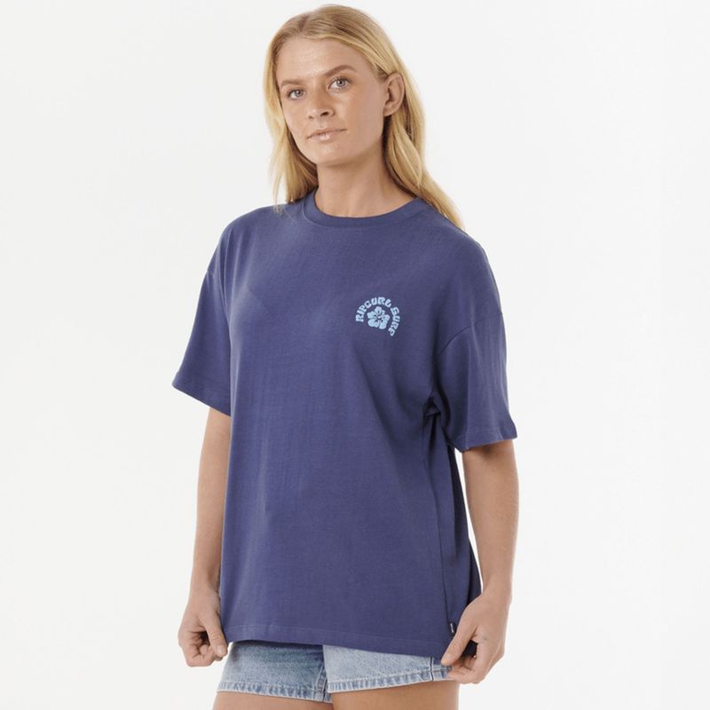 RIP CURL WOMENS LUXE SURF HERITAGE SS TEE  -  NAVY