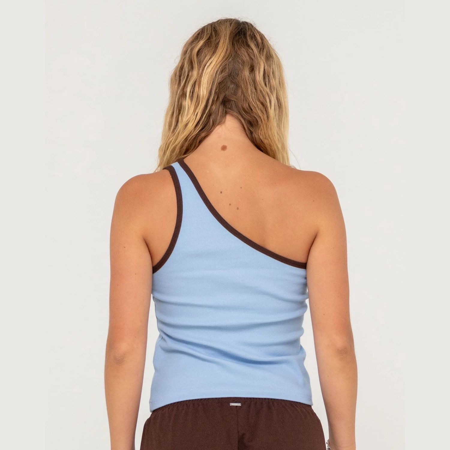 RUSTY WOMENS ZOE ONE SHOULDER TANK - RETRO BLUE