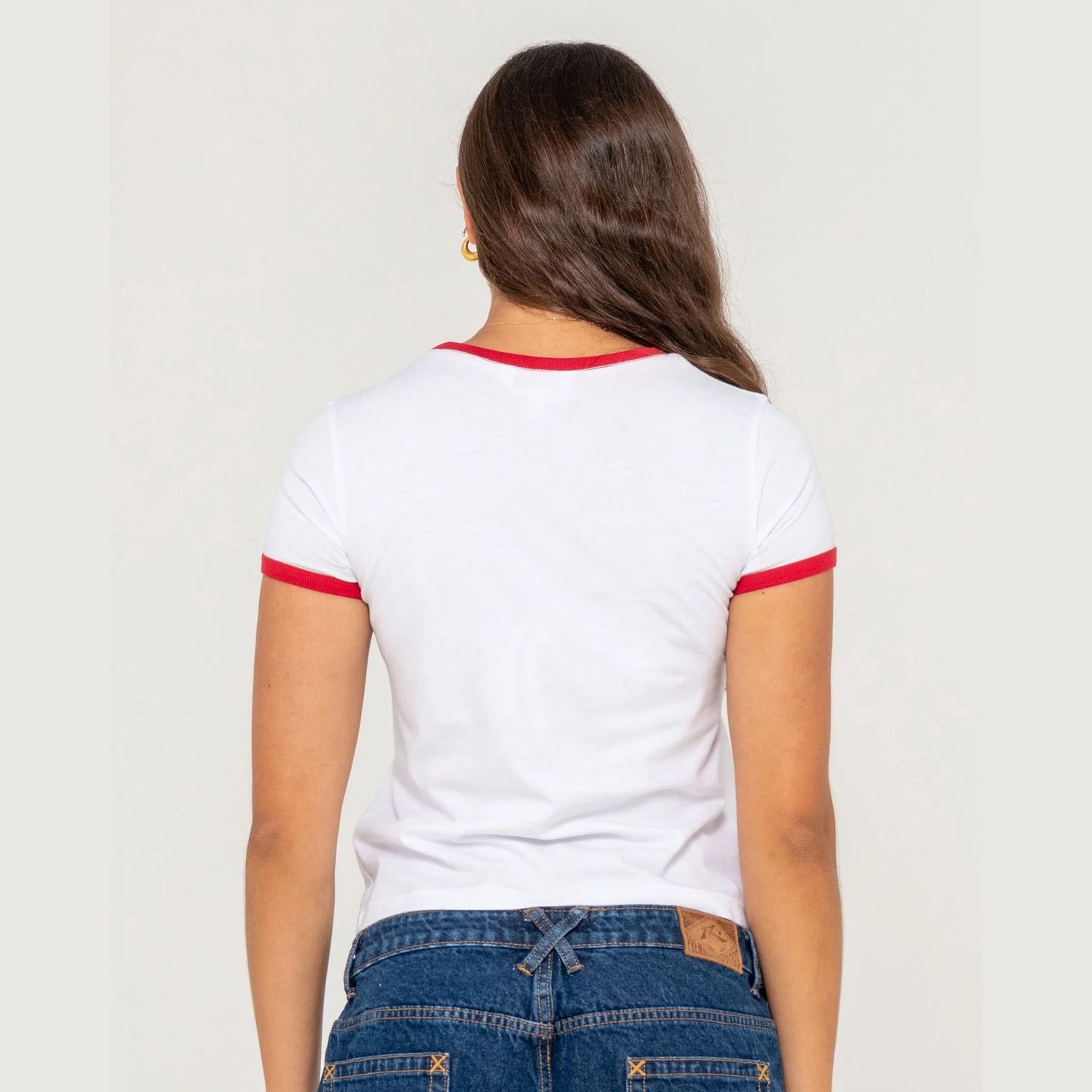 RUSTY WOMENS BONNES VACANCES RINGER BABY SS TEE - WHITE