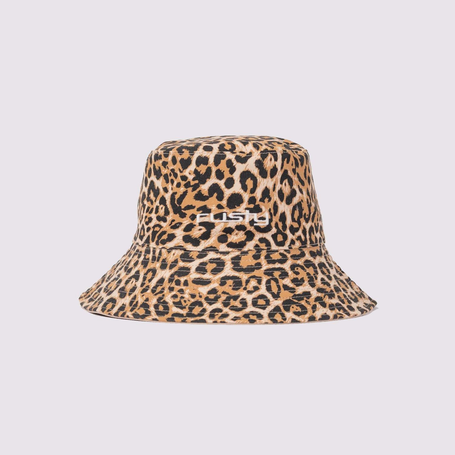 RUSTY WOMENS LENNIE LEOPARD REVERSIBLE BUCKET HAT - JAVA