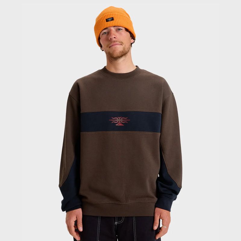 QUIKSILVER MENS MERCURY DEVIL CREW - TURKISH COFFEE