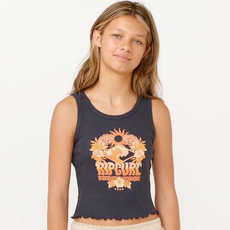 RIP CURL TEEN GIRLS SUN SOL ART TANK - WASHED BLACK