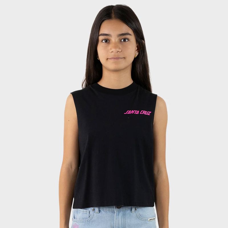 SANTA CRUZ GIRLS DELTA STRP CHEST CROP MUSCLE - BLACK