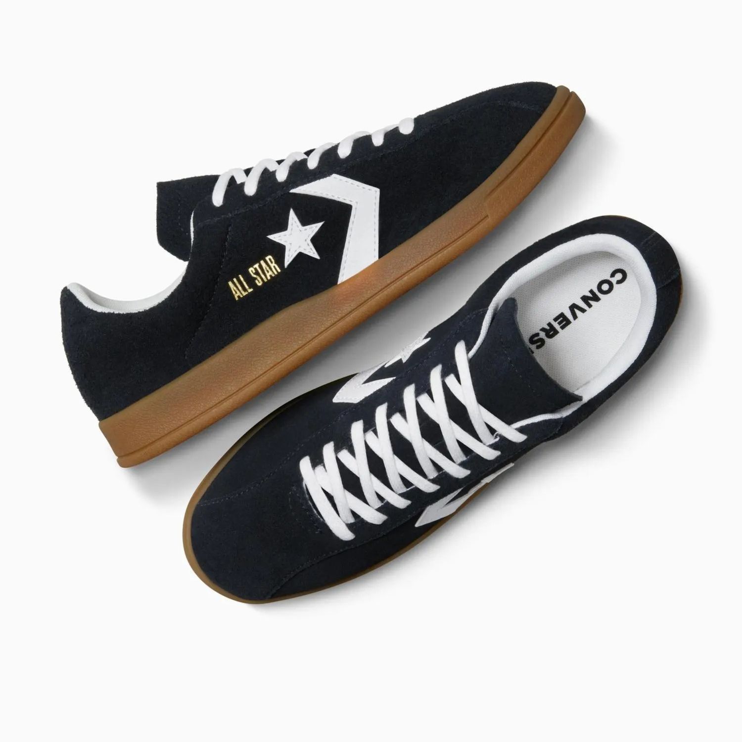 CONVERSE MENS CLASSIC TRAINER SUEDE LOW - BLACK / WHTIE / GUM