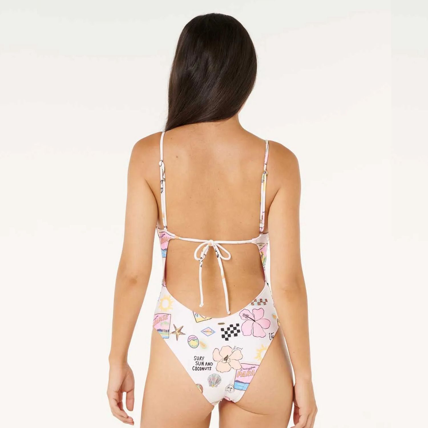 RIP CURL WOMENS POSTCARDS CHEEKY ONE PIECE SWIM - OFF WHITE