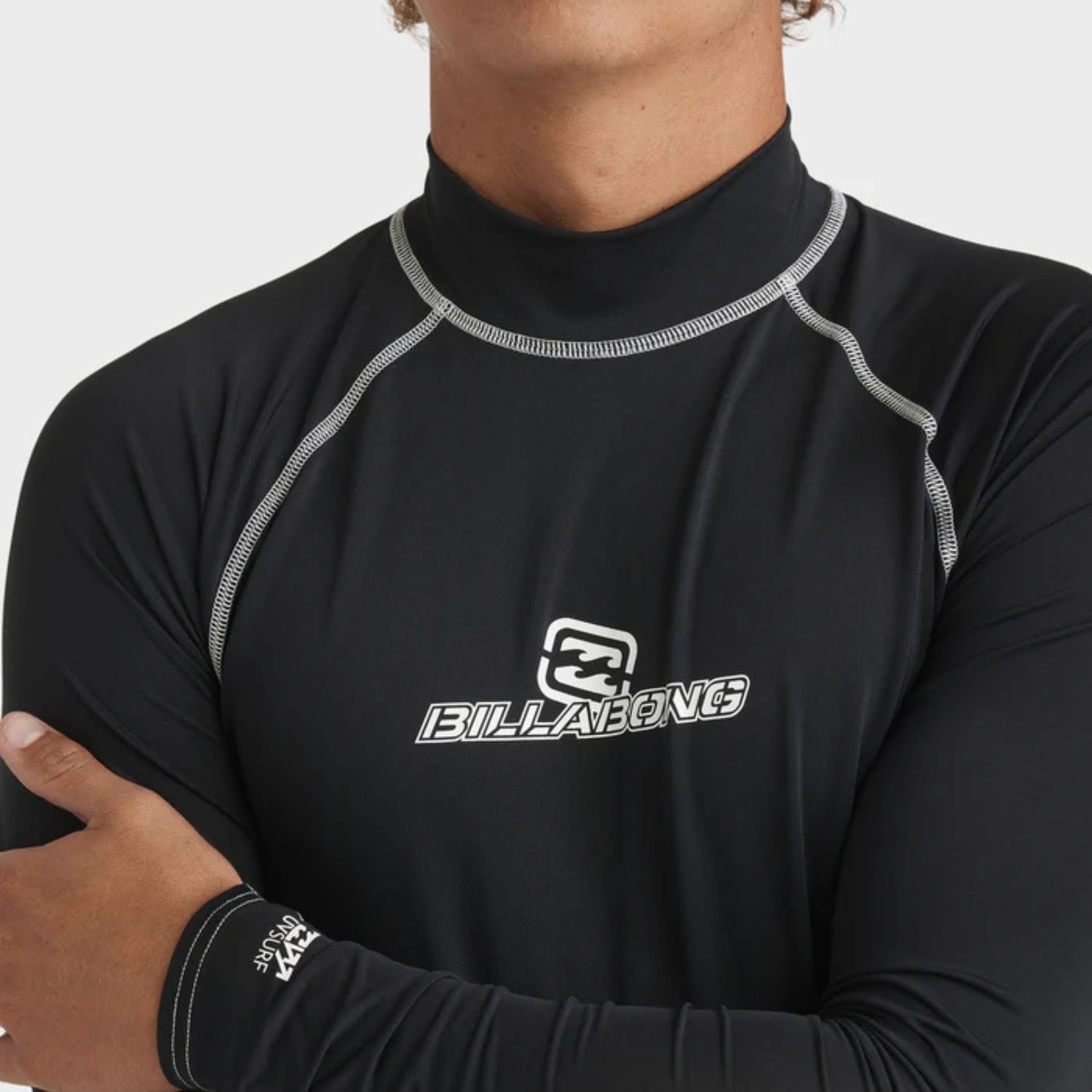 BILLABONG MENS JIMMY CONTRAST LS RASHVEST- BLACK