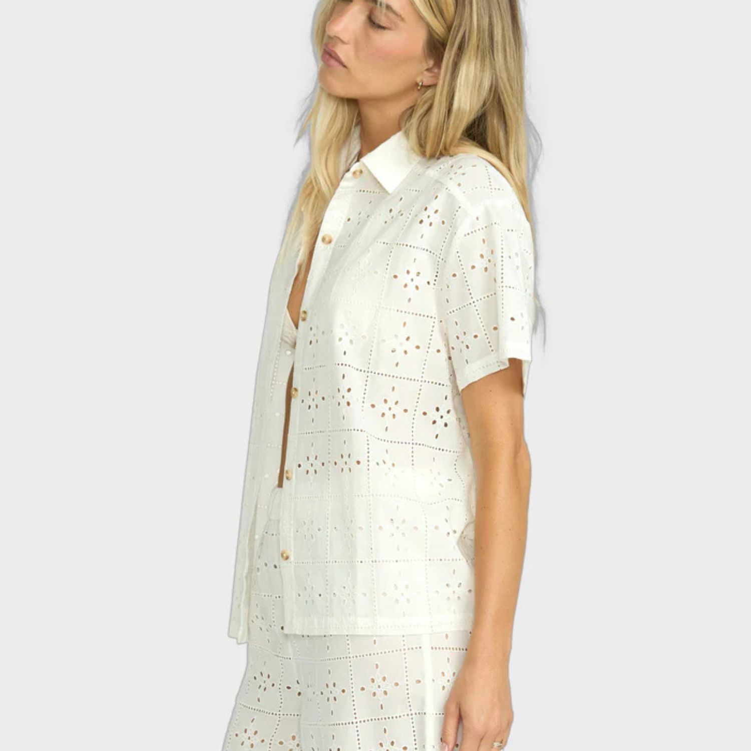 BILLABONG WOMENS EYELET CRUSH SS WOVEN COVER UP