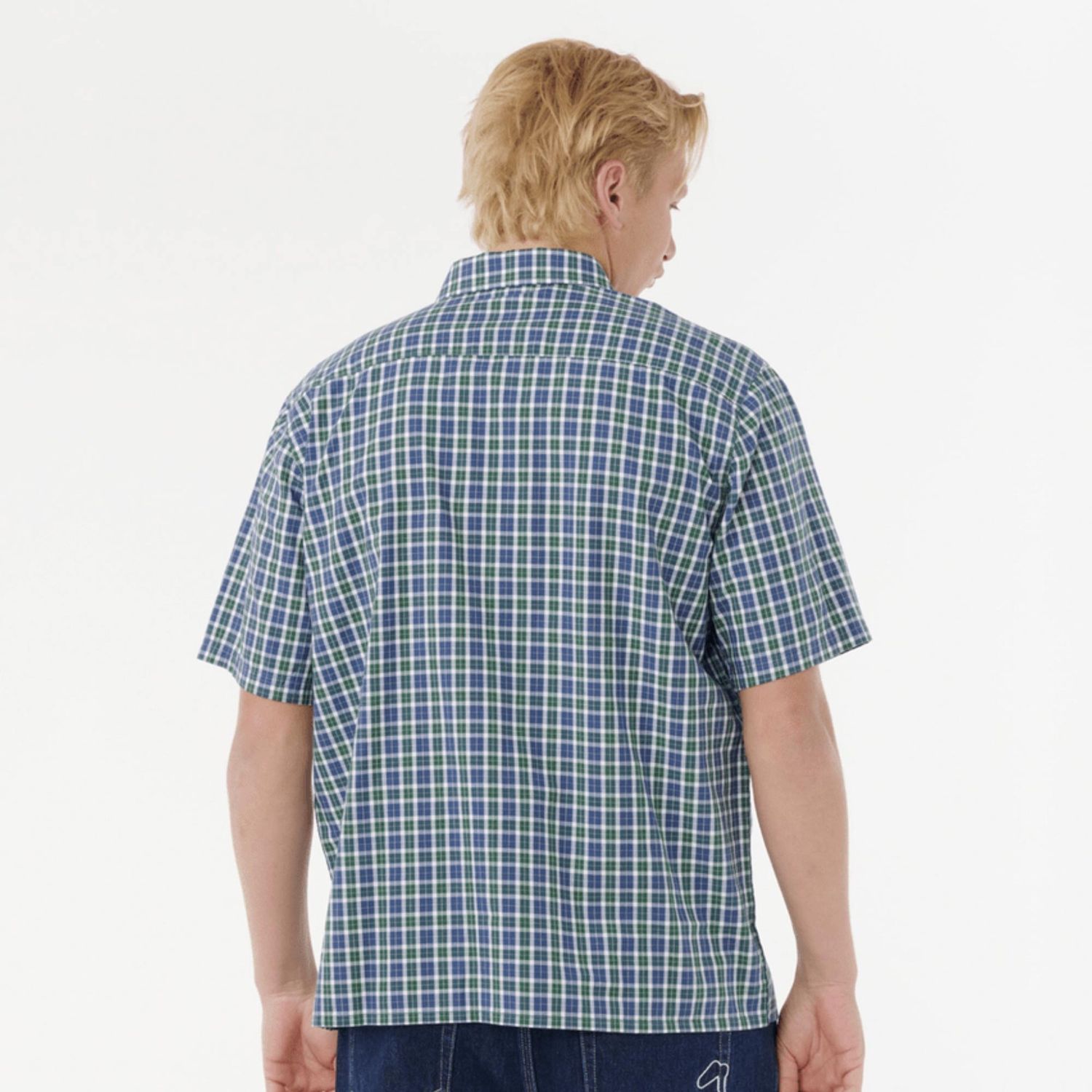 RIP CURL MENS ARCHVE SCRIPT PLAID SS SHIRT  -  LIGHT NAVY