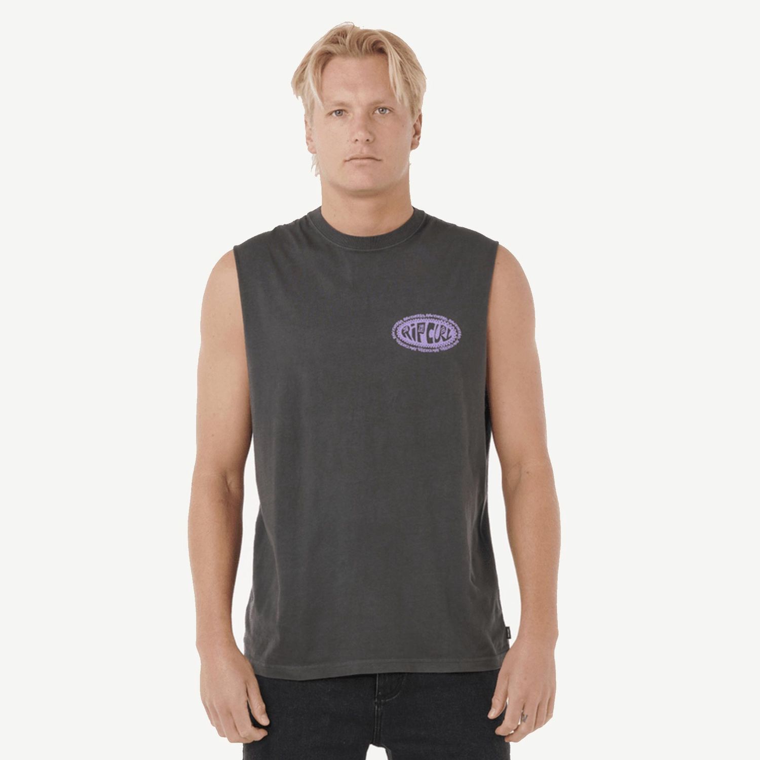 RIP CURL MENS DE OVAL MUSCLE TEE  -  WASHED BLACK