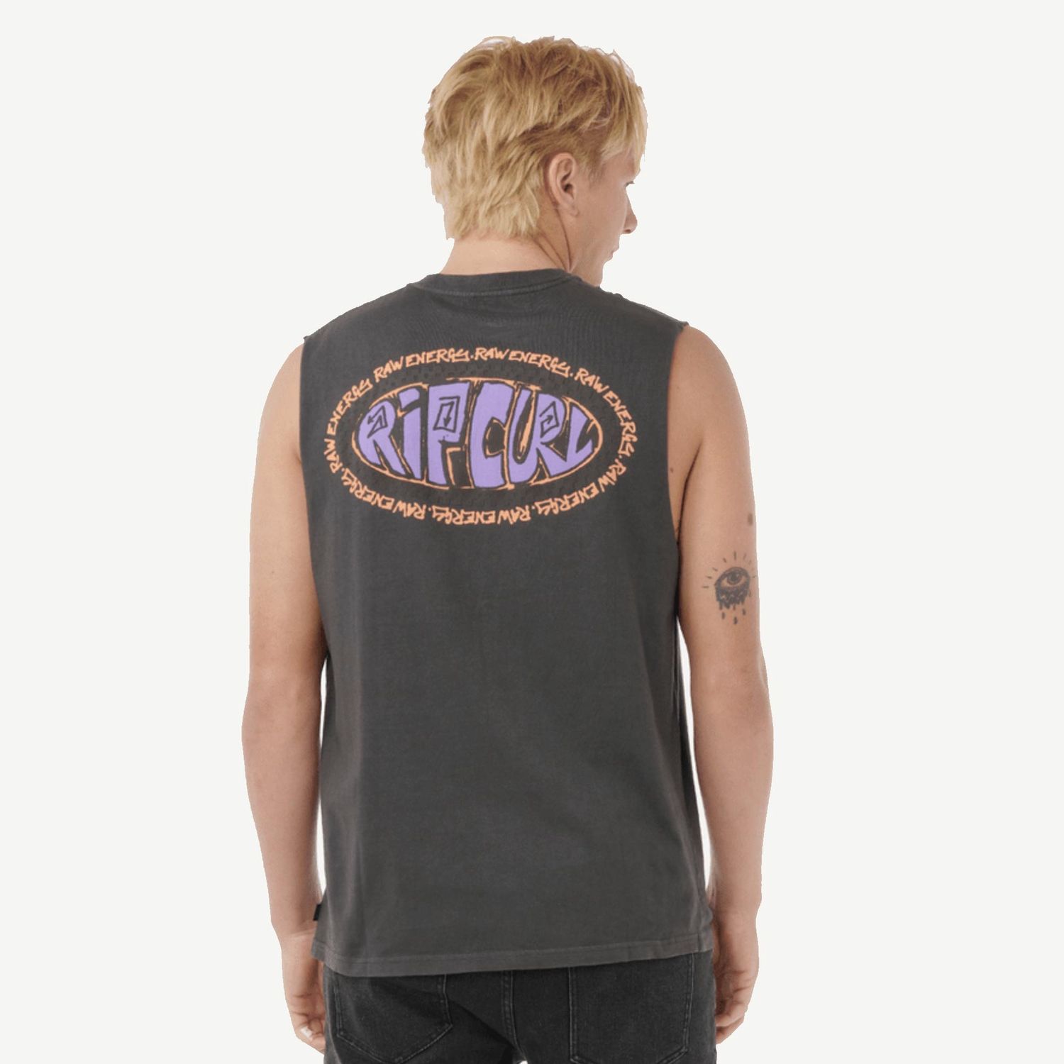 RIP CURL MENS DE OVAL MUSCLE TEE  -  WASHED BLACK