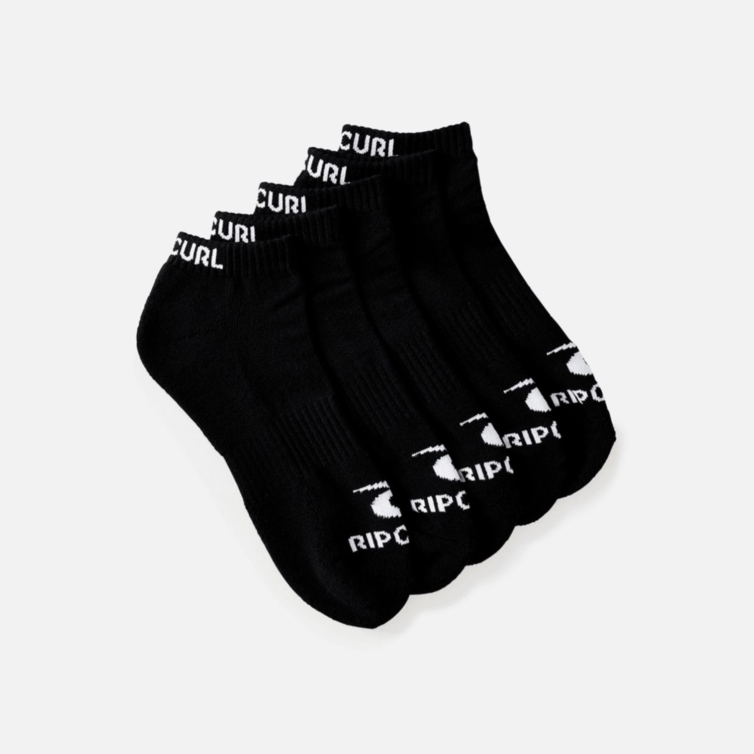 RIP CURL MENS BRAND ANKLE SOCK - 5 PACK  -  BLACK