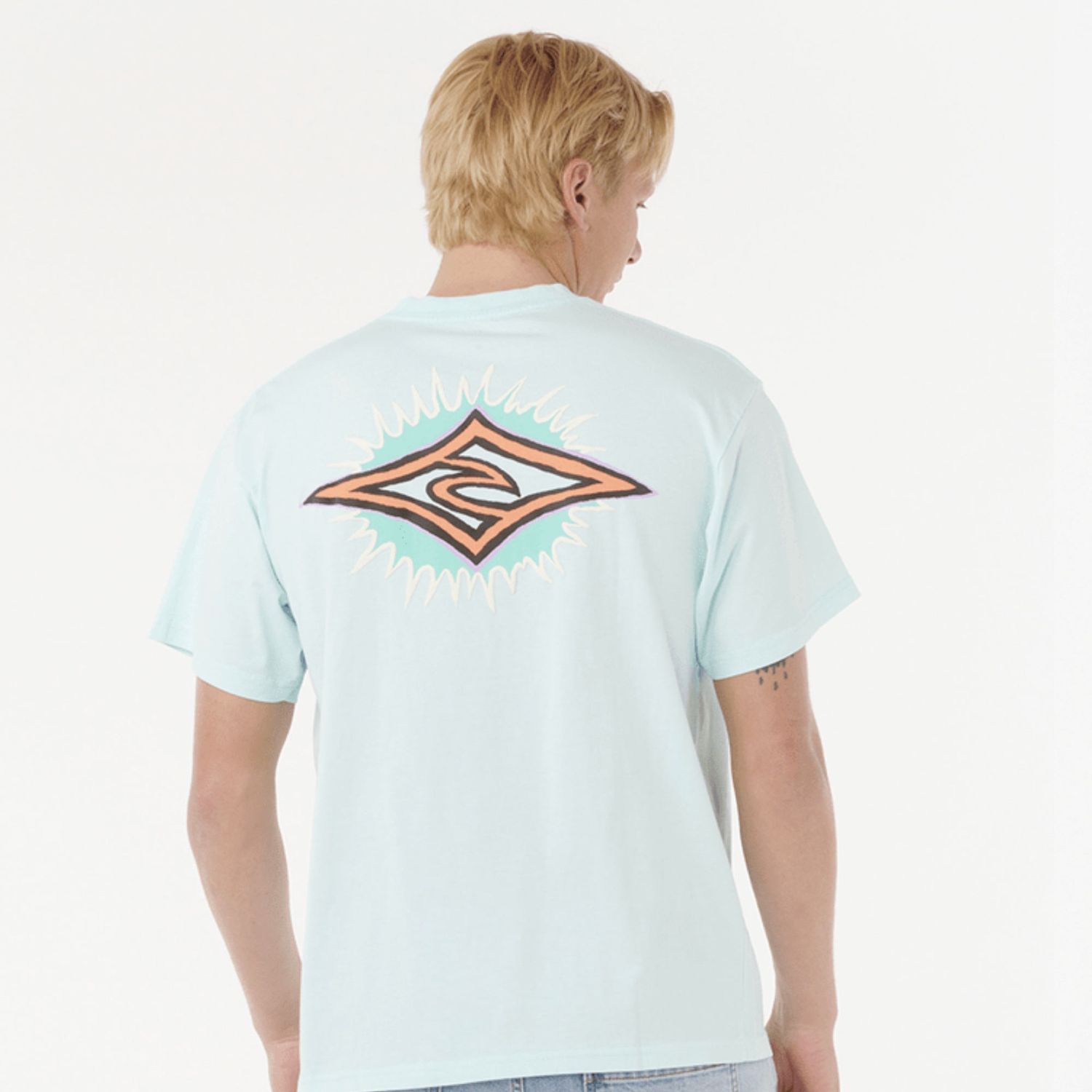 RIP CURL MENS RAW BURST SS TEE  -  LIGHT AQUA