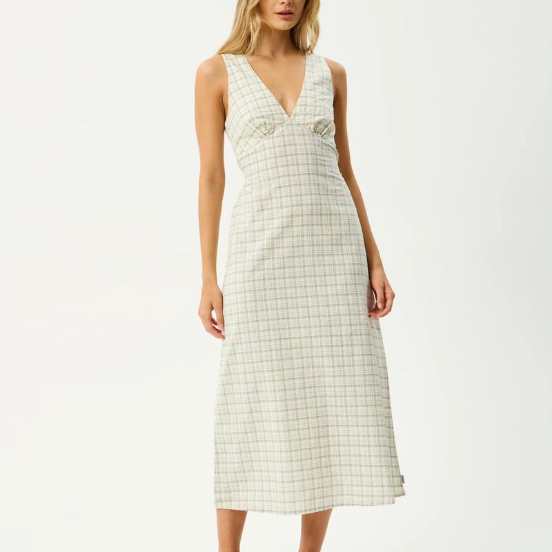 AFENDS WOMENS LEGACY SEERSUCKER MAXI DRESS - BOA CHECK