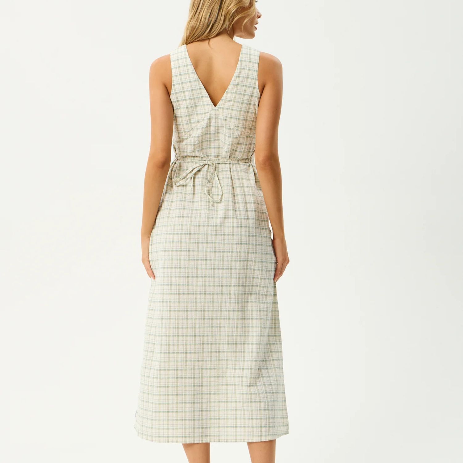 AFENDS WOMENS LEGACY SEERSUCKER MAXI DRESS - BOA CHECK